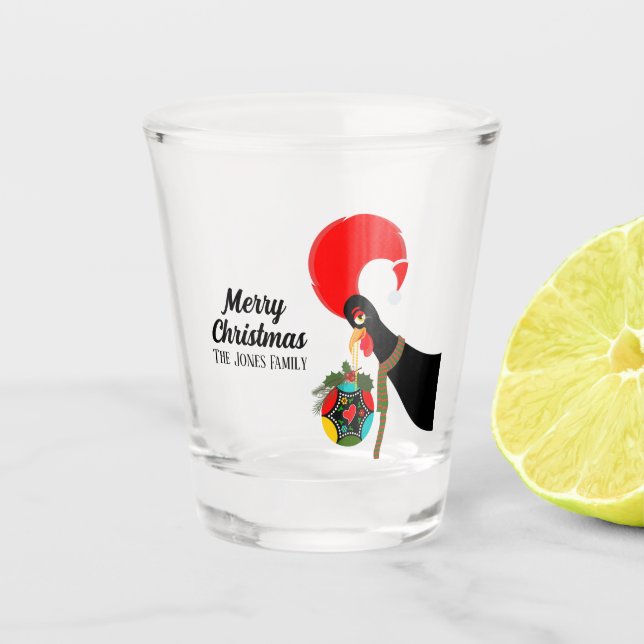 Verre A Shot Coq portugais Holly Noël bauble (Devant)