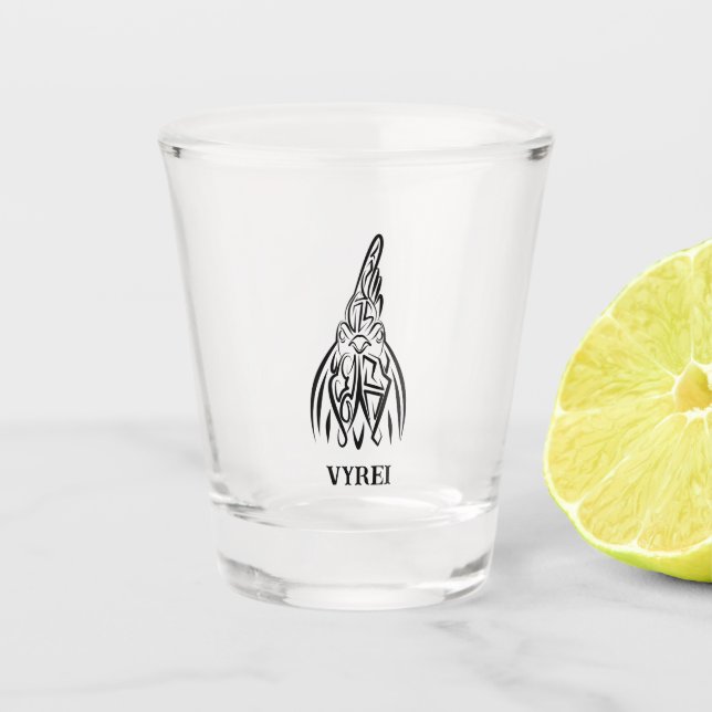 Verre A Shot Coq tribal noir et blanc (Devant)
