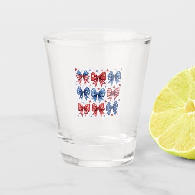 Verre A Shot Coquette American Flag Coquette Bow 4 juillet (Devant)