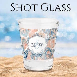 Verre A Shot Coquillage de plage Mariage nautique et Roses