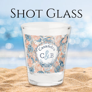 Verre A Shot Coquillage de plage Mariage nautique et Roses