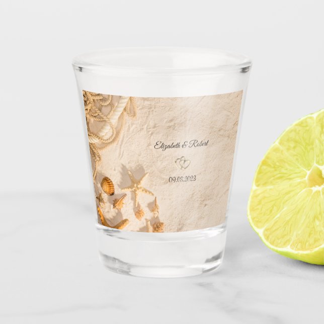 Verre A Shot Coquillages Corde Sable  Mariage (Devant)