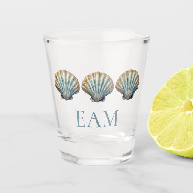 Verre A Shot Coquille Saint-Jacques Bleue Côtière Monogramme (Devant)