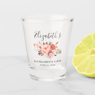 Verre A Shot Coral Watercolor Floral Bachelorette Party