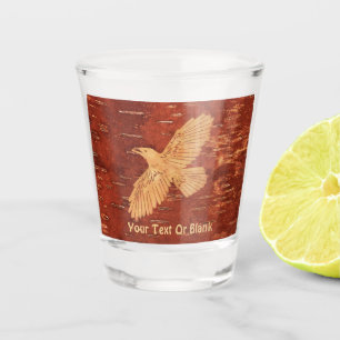 Verre A Shot Corbeau rustique sur écorce de Birch Intérieur