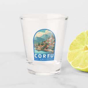 Verre A Shot Corfou Grèce Voyage Emblème d'art