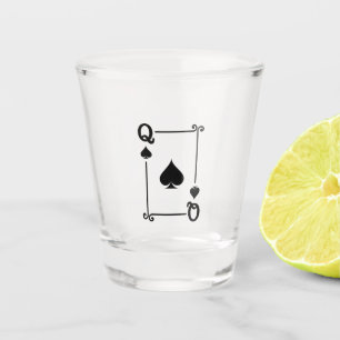 Verre A Shot Correspondance Queen Spades Convient Jouer Cartes 