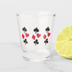 Verre A Shot Costumes vintages, diamant, coeur, clubs, pique