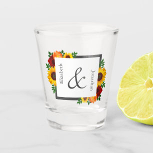 Verre A Shot Coucher de soleil Tournesol Rose Floral Mariage