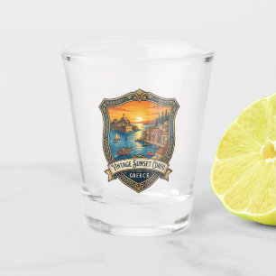Verre A Shot Coucher de soleil vintage Corfou Grèce