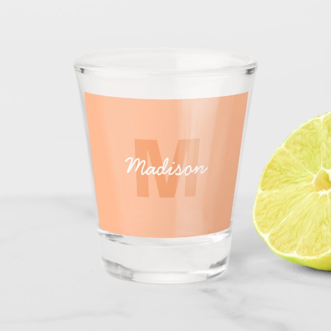 Verre A Shot Couleur pêche pastel cool avec nom de monogramme p (Devant)