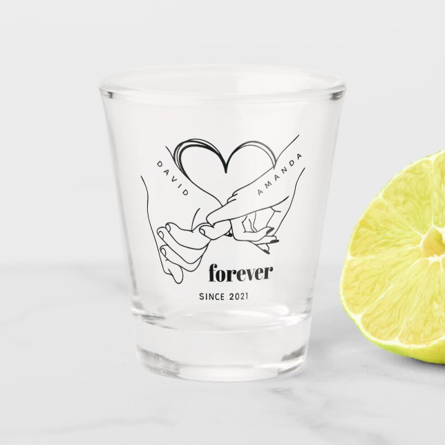 Verre A Shot Couple avec le nom Custom Anniversary Idée cadeau (Devant)