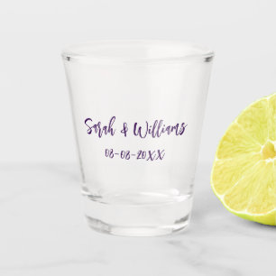 Verre A Shot couple de mariages. Nom date violet simple mo mini