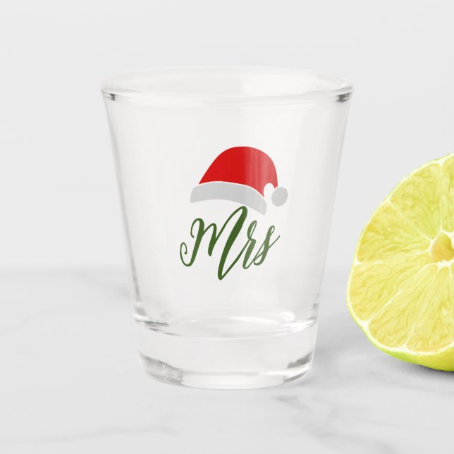 Verre A Shot Couples de Noël pour femmes M & Mme Santa Hat (Devant)