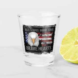 Verre A Shot Courageux Coeurs américains