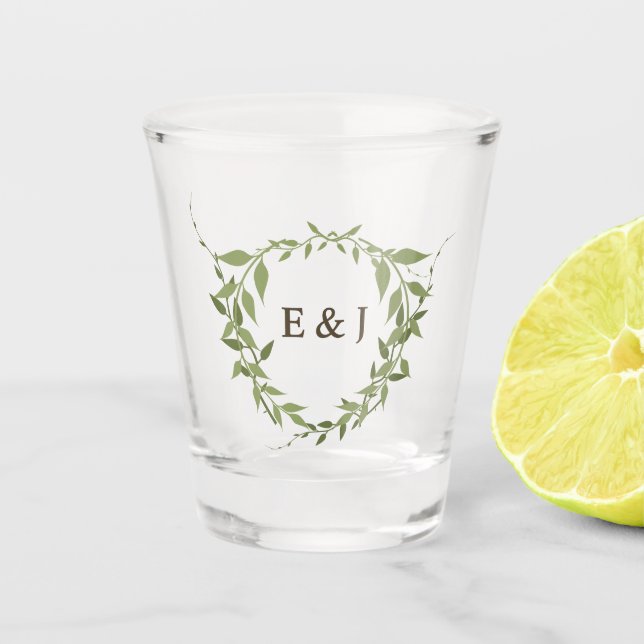 Verre A Shot Couronne botanique mariage tons terre (Devant)