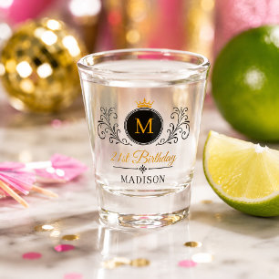 Verre A Shot Couronne de crête de monogramme de nom personnalis