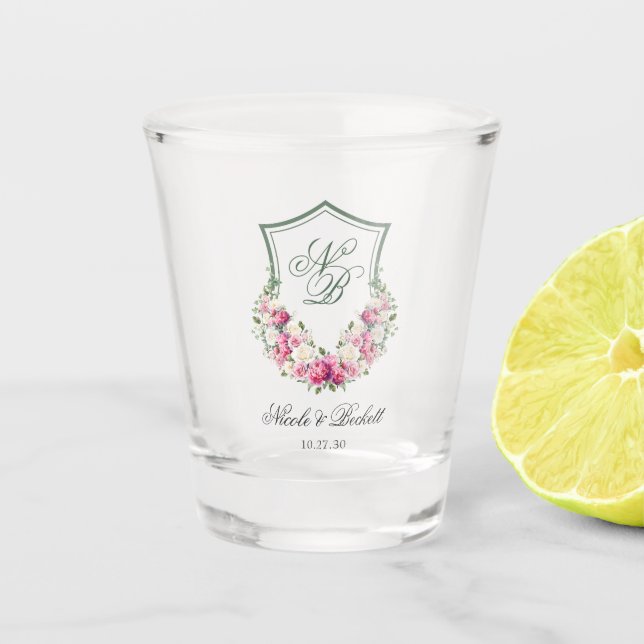 Verre A Shot Couronne florale rose pour mariage (Devant)