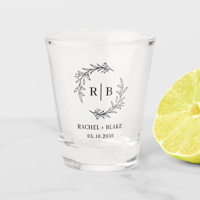 Verre A Shot Couronne rustique mariage fiançailles Shower de ma (Devant)