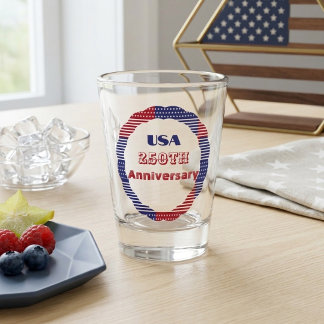 Verre A Shot Couronne USA 250e anniversaire rouge blanc bleu 4 