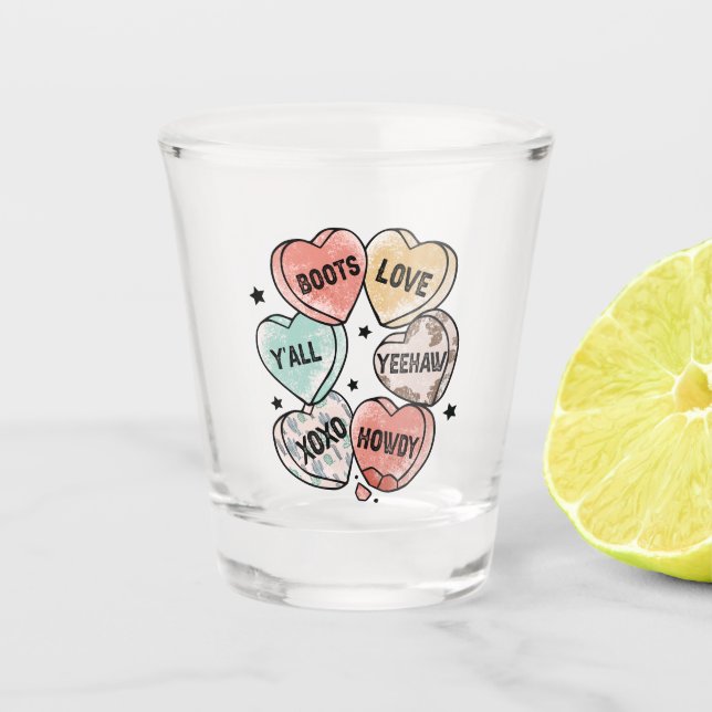 Verre A Shot Cowboy & Cowgirl Love | Thème occidental (Devant)