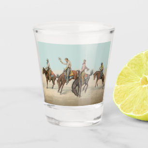 Verre A Shot Cowboys occidentaux vintages sur les chevaux
