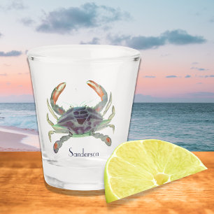 Verre A Shot Crabe bleu et vert gris marine