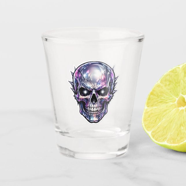 Verre A Shot Crâne Chrome Brillant - Design à Luminescence Somb (Devant)