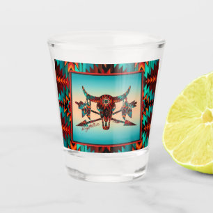 Verre A Shot  Crâne de buffle et flèches vitres