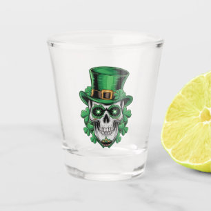 Verre A Shot Crâne de sucre Saint-Patrick Chanceux Shamrock 