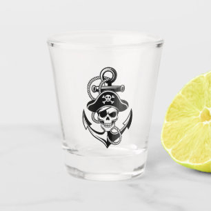 Verre A Shot Crâne et Ancre de pirates audacieux - Conception n