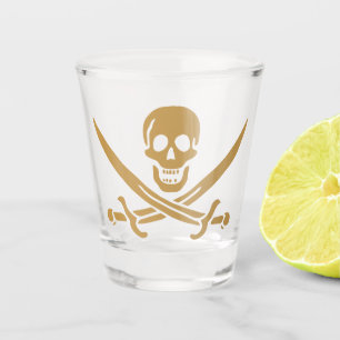 Verre A Shot Crâne et Cutlass d'or aztèque Pirate Calico Jack