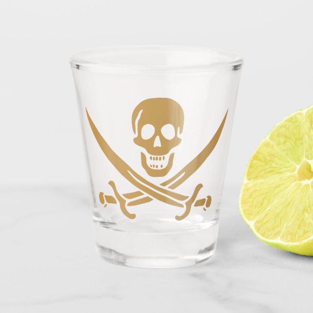 Verre A Shot Crâne et Cutlass d'or aztèque Pirate Calico Jack (Devant)