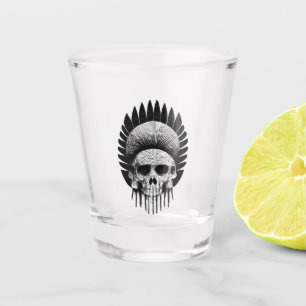 Verre A Shot Crâne indien noir et blanc