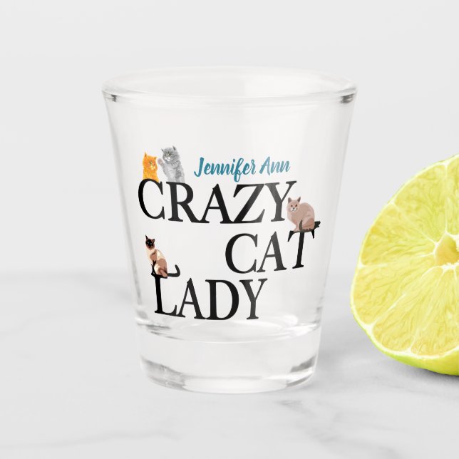 Verre A Shot Crazy Chat Lady Cute Custom (Devant)