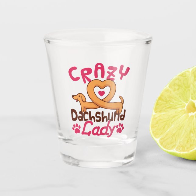 Verre A Shot Crazy Dachshund Lady Doxie Maman (Devant)