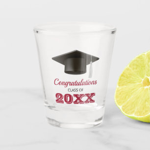 Verre A Shot Crimson Félicitations Diplômé du Collège