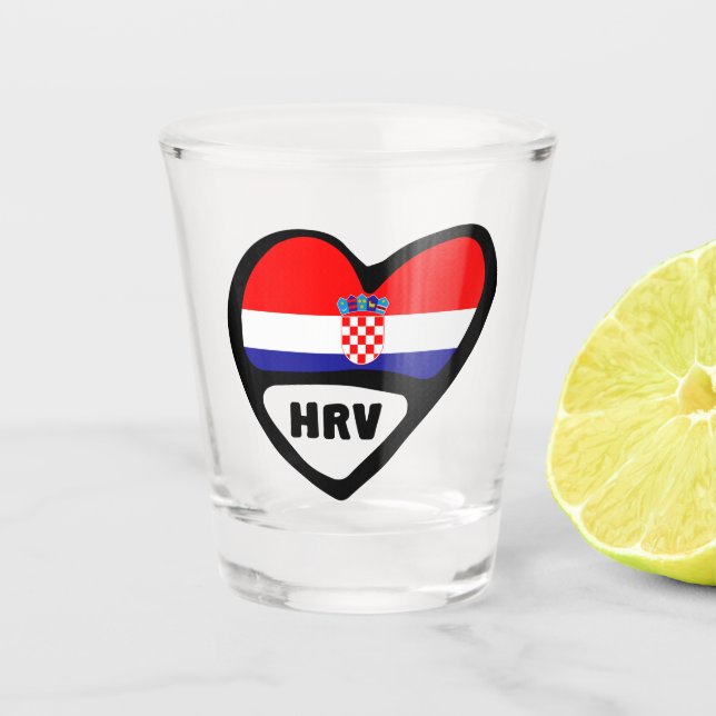 Verre A Shot Croatie Code Pays Drapeau Coeur Hrvatska (Devant)