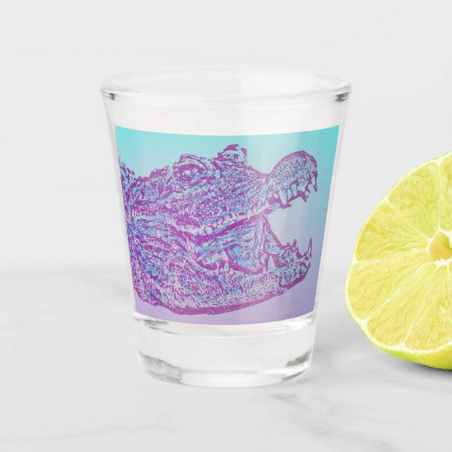 Verre A Shot Crocodile bleu et violet Imprimer (Devant)