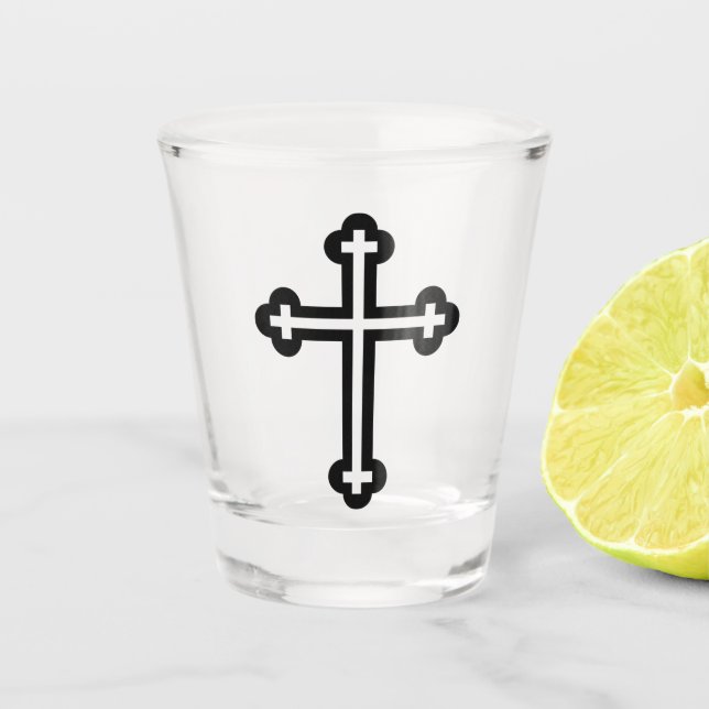 Verre A Shot Croix chrétienne noire (Devant)