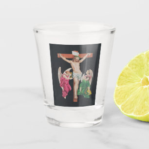 Verre A Shot Crucifixion médiévale de Jésus-Christ