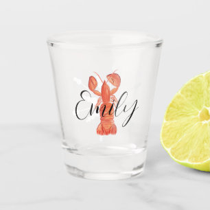 Verre A Shot Crustacé écrevisse de Noël aquarelle flocon de nei