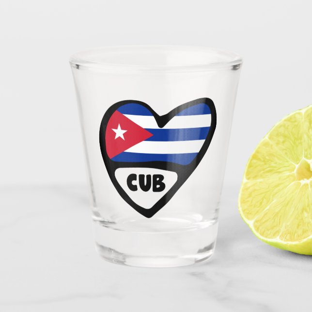 Verre A Shot Cuba Code du pays Coeur du drapeau, CUB (Devant)