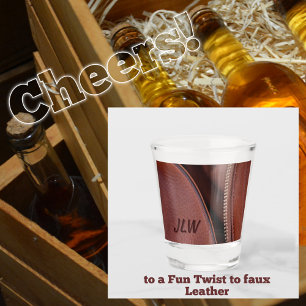 Verre A Shot Cuir Brown avec Zipper ouvert