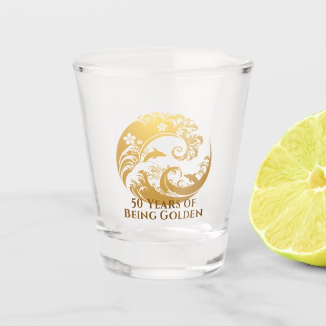 Verre A Shot Custom 50th Birthday Gold  (Devant)