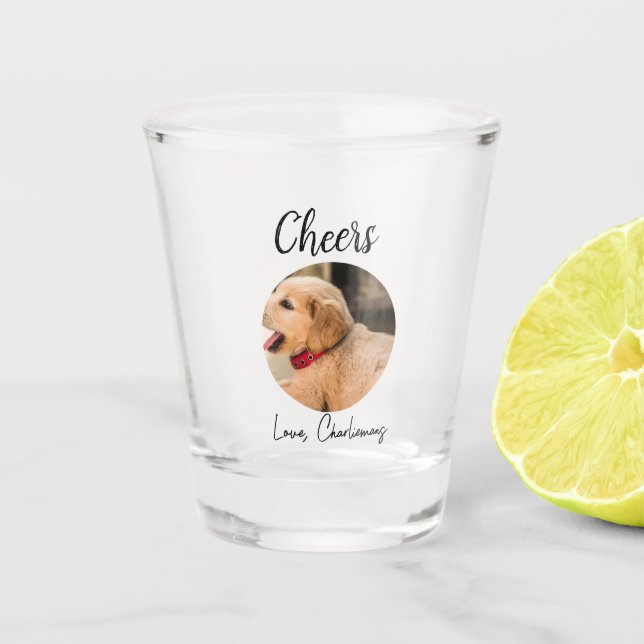 Verre A Shot Custom Dog Wedding Favor Dog of Honor Photo cheers (Devant)