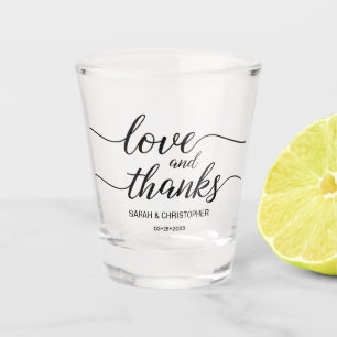 Verre A Shot Custom Love et merci Modern Script Mariage