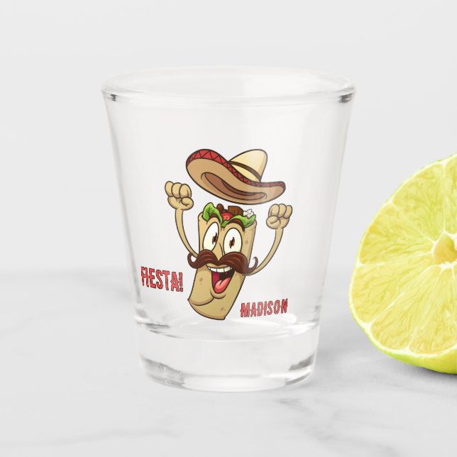 Verre A Shot Custom Name & Text Mexican Fiesta (Devant)