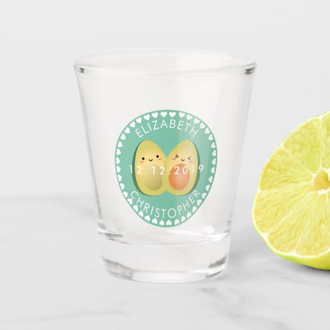 Verre A Shot Cute Avocado Couple Funny Je t'aime Anniversaire (Devant)