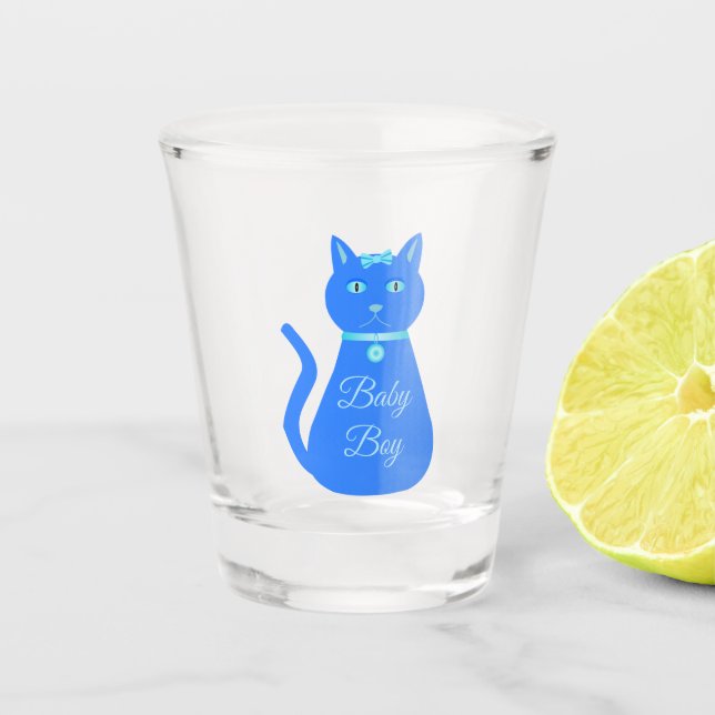 Verre A Shot Cute Blue Baby Boy Chat Personnalisé (Devant)